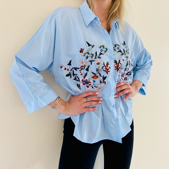 Maxsport Blue Floral Embroidered 